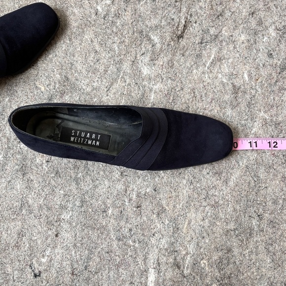 Stuart Weitzman dark navy blue suede heeld slip ons - Picture 11 of 16